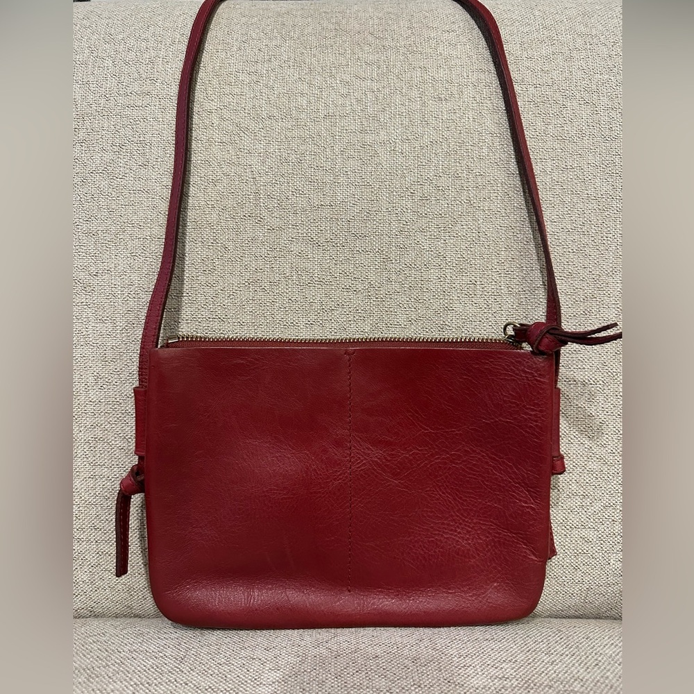 Madewell The Knotted Crossbody Red Genuine Cow Leather Bag